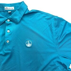 Peter Millar XL Blue‎ Performance Golf Polo Shirt Resort Club Edition Stretch